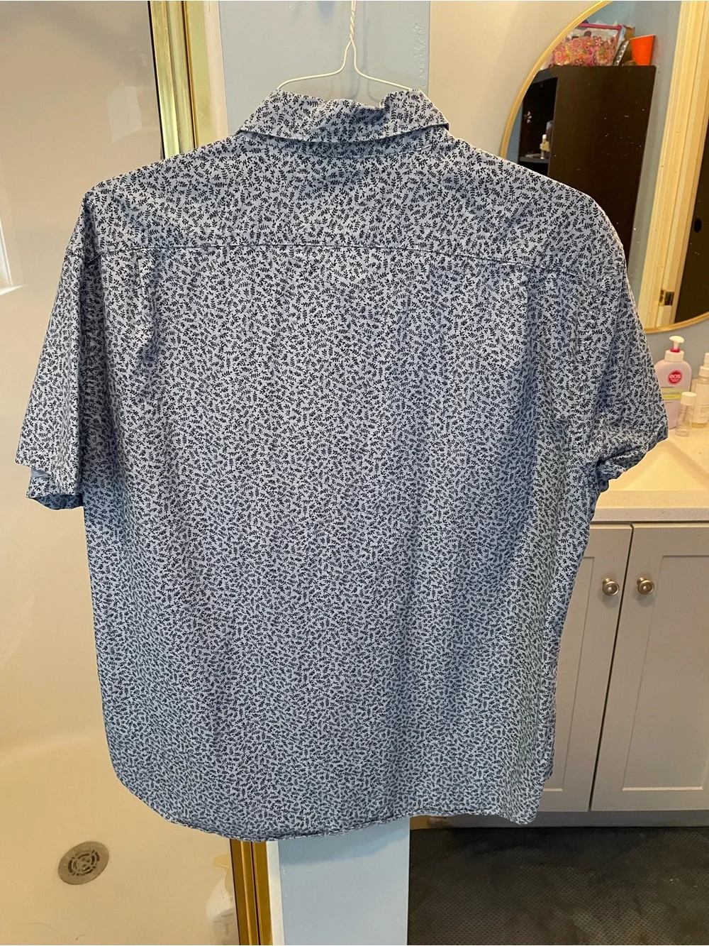 J. Crew Men’s Short Sleeve Button-Down Shirt - Blue Leaf Print